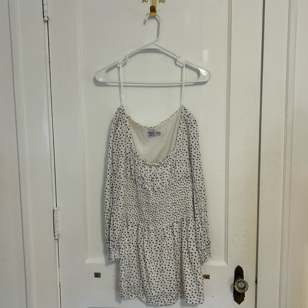 Princess Polly White and Blue Long Sleeve Dress